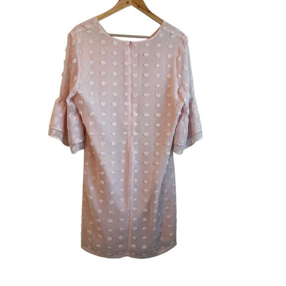 Belongsci Women Mini Dress L Pink 3D‎ Distressed Dots Chiffon Romantic Cottage - Picture 3 of 11